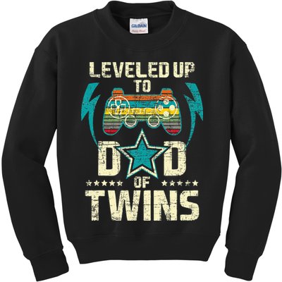 Leveled Up To Dad Of Twins Twin Dad Father Of Twins Kids Sweatshirt