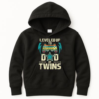 Leveled Up To Dad Of Twins Twin Dad Father Of Twins Kids Hoodie