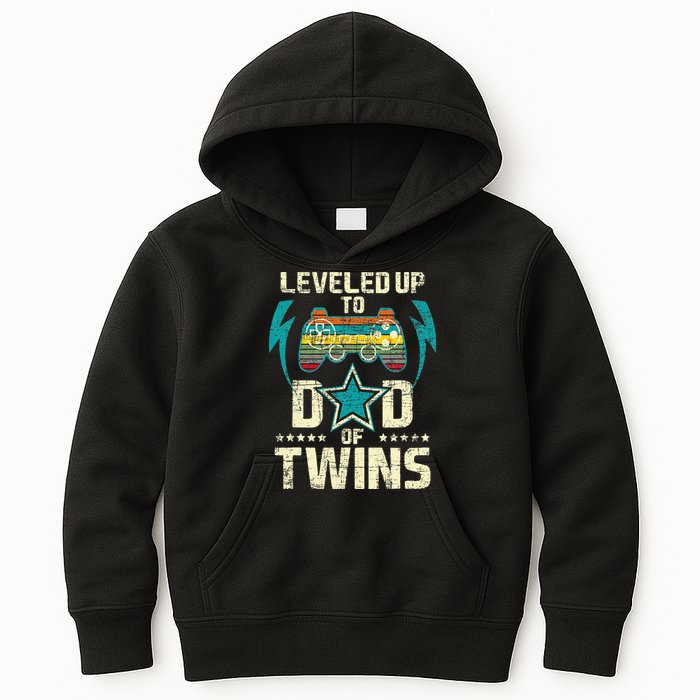 Leveled Up To Dad Of Twins Twin Dad Father Of Twins Kids Hoodie