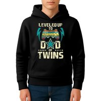 Leveled Up To Dad Of Twins Twin Dad Father Of Twins Kids Hoodie