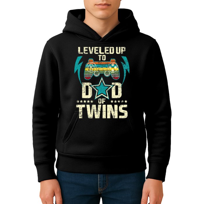 Leveled Up To Dad Of Twins Twin Dad Father Of Twins Kids Hoodie