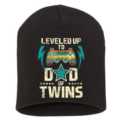 Leveled Up To Dad Of Twins Twin Dad Father Of Twins Short Acrylic Beanie