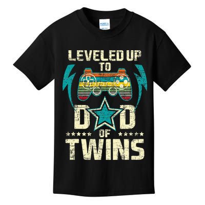 Leveled Up To Dad Of Twins Twin Dad Father Of Twins Kids T-Shirt
