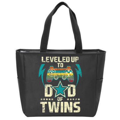 Leveled Up To Dad Of Twins Twin Dad Father Of Twins Zip Tote Bag