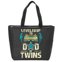 Leveled Up To Dad Of Twins Twin Dad Father Of Twins Zip Tote Bag
