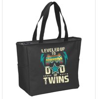 Leveled Up To Dad Of Twins Twin Dad Father Of Twins Zip Tote Bag
