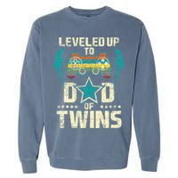 Leveled Up To Dad Of Twins Twin Dad Father Of Twins Garment-Dyed Sweatshirt