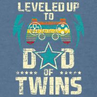 Leveled Up To Dad Of Twins Twin Dad Father Of Twins Garment-Dyed Sweatshirt