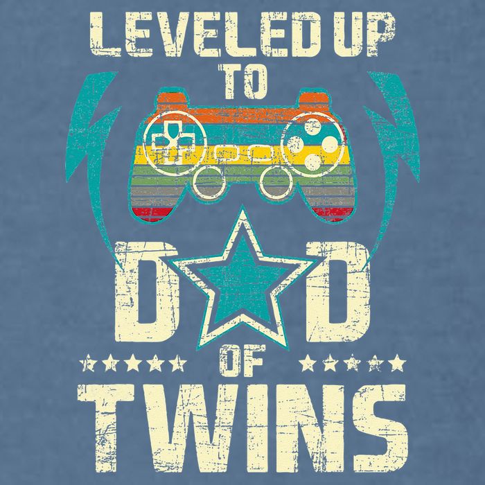 Leveled Up To Dad Of Twins Twin Dad Father Of Twins Garment-Dyed Sweatshirt