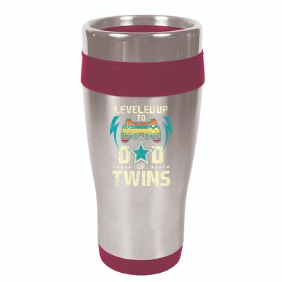 Leveled Up To Dad Of Twins Twin Dad Father Of Twins 16oz Travel Tumbler
