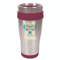 Leveled Up To Dad Of Twins Twin Dad Father Of Twins 16oz Travel Tumbler