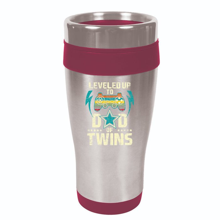 Leveled Up To Dad Of Twins Twin Dad Father Of Twins 16oz Travel Tumbler