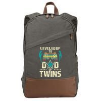 Leveled Up To Dad Of Twins Twin Dad Father Of Twins Cotton Canvas Backpack