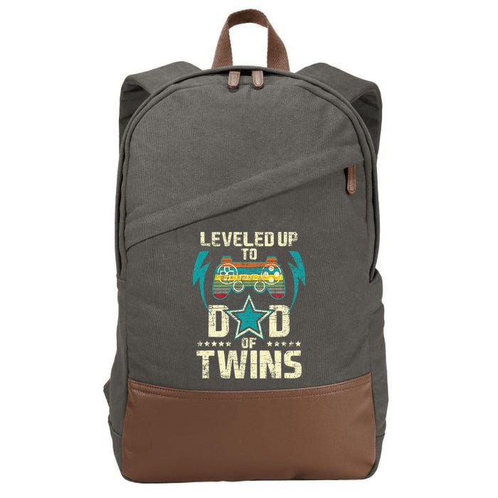 Leveled Up To Dad Of Twins Twin Dad Father Of Twins Cotton Canvas Backpack