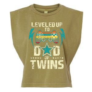 Leveled Up To Dad Of Twins Twin Dad Father Of Twins Garment-Dyed Women's Muscle Tee