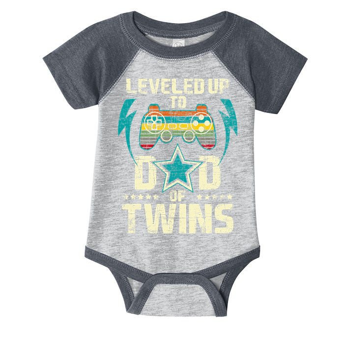 Leveled Up To Dad Of Twins Twin Dad Father Of Twins Infant Baby Jersey Bodysuit