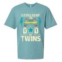 Leveled Up To Dad Of Twins Twin Dad Father Of Twins Sueded Cloud Jersey T-Shirt