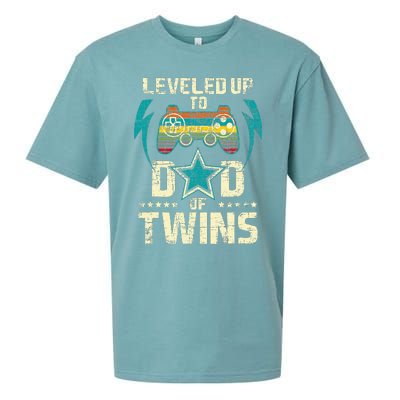 Leveled Up To Dad Of Twins Twin Dad Father Of Twins Sueded Cloud Jersey T-Shirt