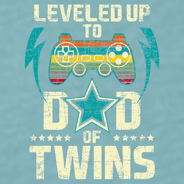Leveled Up To Dad Of Twins Twin Dad Father Of Twins Sueded Cloud Jersey T-Shirt