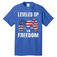 Leveled Up To Freedom Gamer 4th Of July Teens Funny Gift Tall T-Shirt