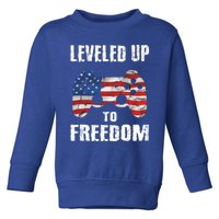 Leveled Up To Freedom Gamer 4th Of July Teens Funny Gift Toddler Sweatshirt