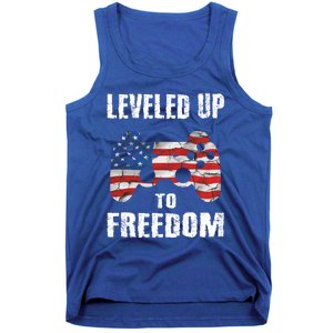 Leveled Up To Freedom Gamer 4th Of July Teens Funny Gift Tank Top