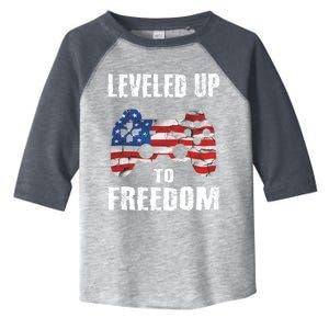 Leveled Up To Freedom Gamer 4th Of July Teens Funny Gift Toddler Fine Jersey T-Shirt