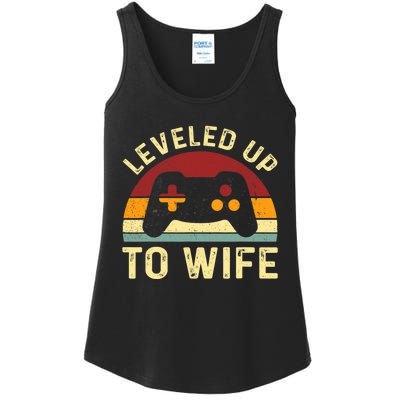 Leveled up To Wife Newlywed Bride Just Married Couple Ladies Essential Tank