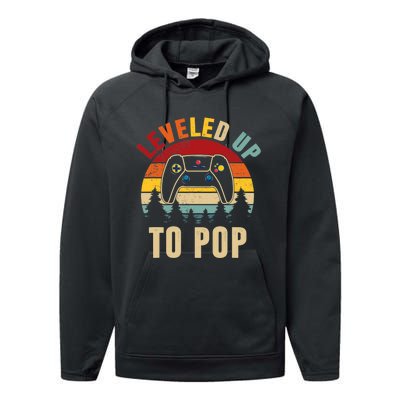 Leveled Up To Pop Funny Gamer Father's Day Dad Performance Fleece Hoodie