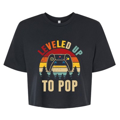 Leveled Up To Pop Funny Gamer Father's Day Dad Bella+Canvas Jersey Crop Tee