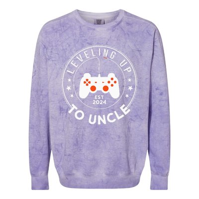 Leveling Up To Uncle Est 2024 Promoted To Uncle Colorblast Crewneck Sweatshirt