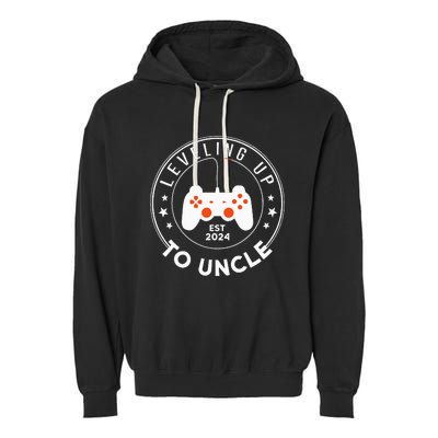 Leveling Up To Uncle Est 2024 Promoted To Uncle Garment-Dyed Fleece Hoodie