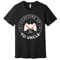 Leveling Up To Uncle Est 2024 Promoted To Uncle Premium T-Shirt