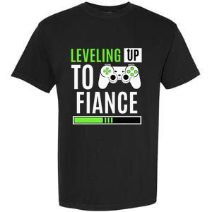 Leveled Up To Fiance Just Engaged Newly Engaged Couple Garment-Dyed Heavyweight T-Shirt