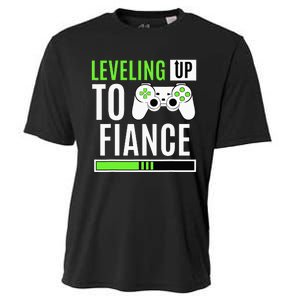 Leveled Up To Fiance Just Engaged Newly Engaged Couple Cooling Performance Crew T-Shirt