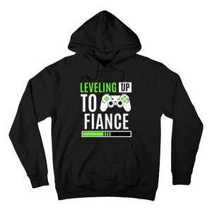 Leveled Up To Fiance Just Engaged Newly Engaged Couple Hoodie