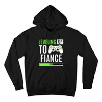 Leveled Up To Fiance Just Engaged Newly Engaged Couple Hoodie