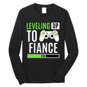 Leveled Up To Fiance Just Engaged Newly Engaged Couple Long Sleeve Shirt