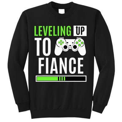 Leveled Up To Fiance Just Engaged Newly Engaged Couple Sweatshirt
