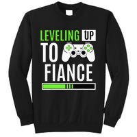 Leveled Up To Fiance Just Engaged Newly Engaged Couple Sweatshirt