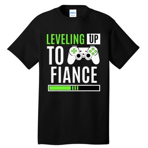 Leveled Up To Fiance Just Engaged Newly Engaged Couple Tall T-Shirt