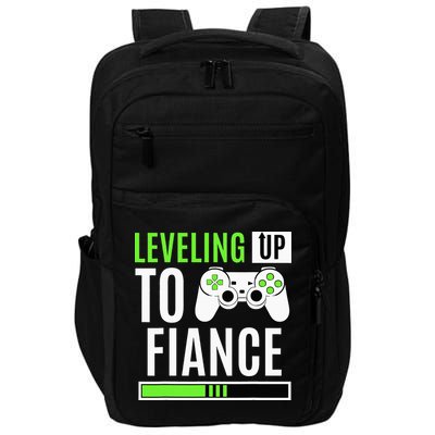 Leveled Up To Fiance Just Engaged Newly Engaged Couple Impact Tech Backpack