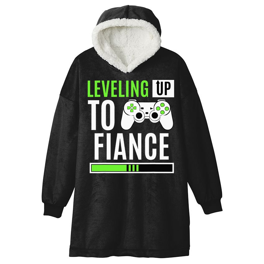 Leveled Up To Fiance Just Engaged Newly Engaged Couple Hooded Wearable Blanket