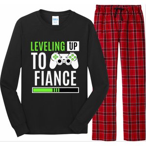 Leveled Up To Fiance Just Engaged Newly Engaged Couple Long Sleeve Pajama Set