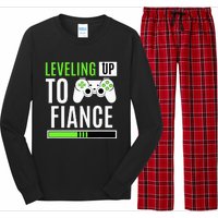 Leveled Up To Fiance Just Engaged Newly Engaged Couple Long Sleeve Pajama Set