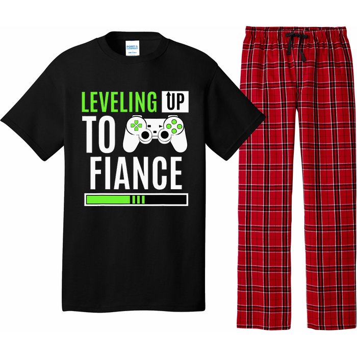 Leveled Up To Fiance Just Engaged Newly Engaged Couple Pajama Set