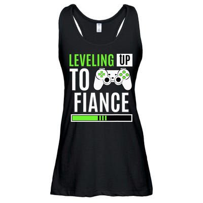 Leveled Up To Fiance Just Engaged Newly Engaged Couple Ladies Essential Flowy Tank