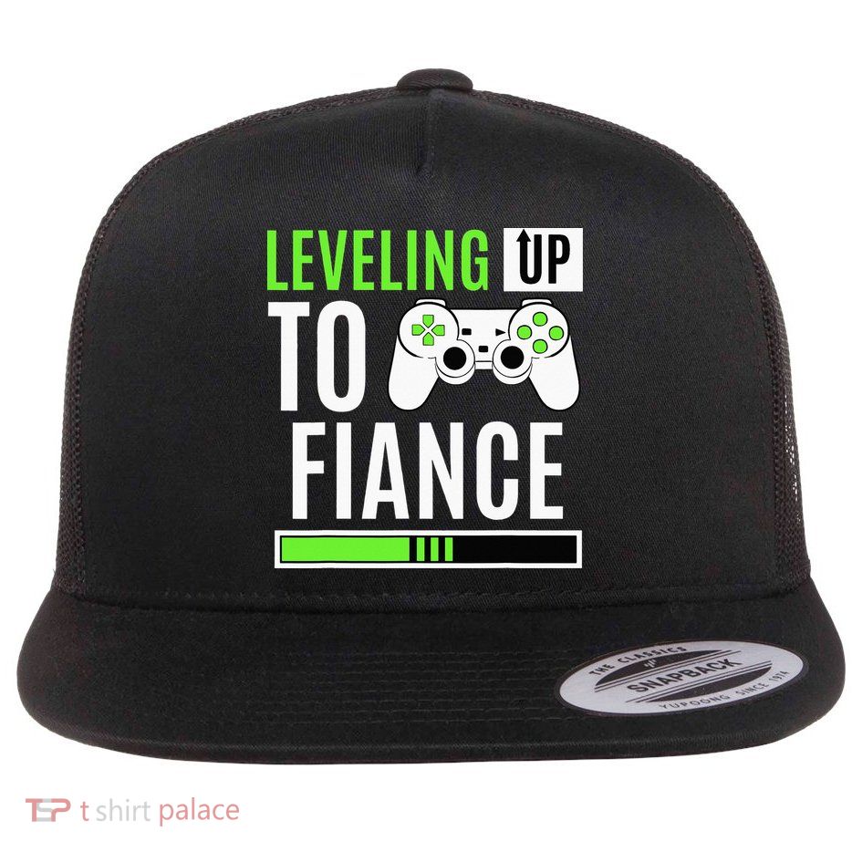 Leveled Up To Fiance Just Engaged Newly Engaged Couple Flatbill Hat