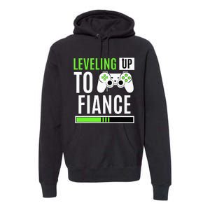 Leveled Up To Fiance Just Engaged Newly Engaged Couple Premium Hoodie