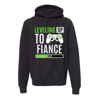 Leveled Up To Fiance Just Engaged Newly Engaged Couple Premium Hoodie